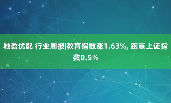 驰盈优配 行业周报|教育指数涨1.63%, 跑赢上证指数0.5%