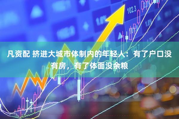 凡资配 挤进大城市体制内的年轻人：有了户口没有房，有了体面没余粮