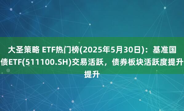 大圣策略 ETF热门榜(2025年5月30日)：基准国债ETF(511100.SH)交易活跃，债券板块活跃度提升