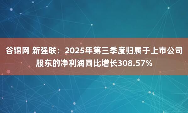 谷锦网 新强联:2025年第三季度归属于上市公司股东的净利润同比增长308.57%