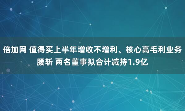 倍加网 值得买上半年增收不增利、核心高毛利业务腰斩 两名董事拟合计减持1.9亿